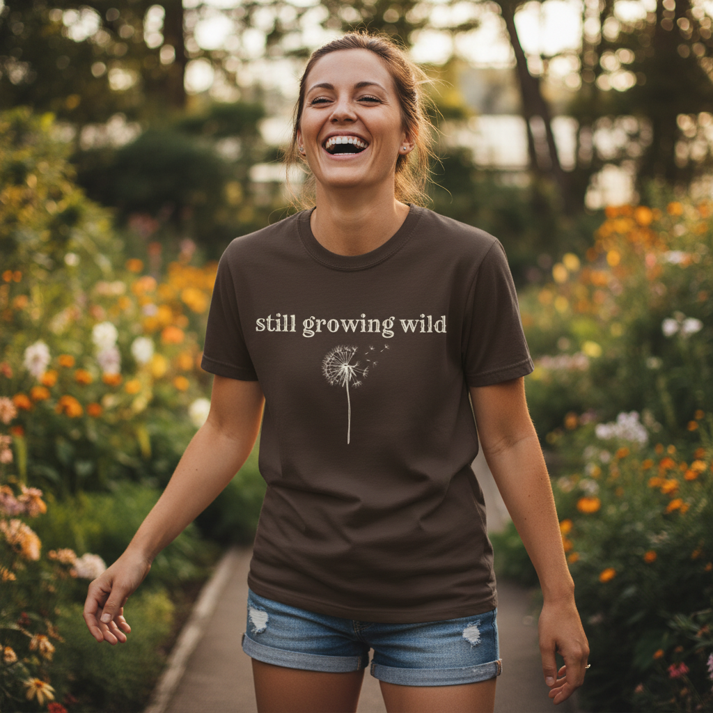 Still Growing Wild T-Shirt — Dandelion Graphic Tee (Boho Nature Vibe)