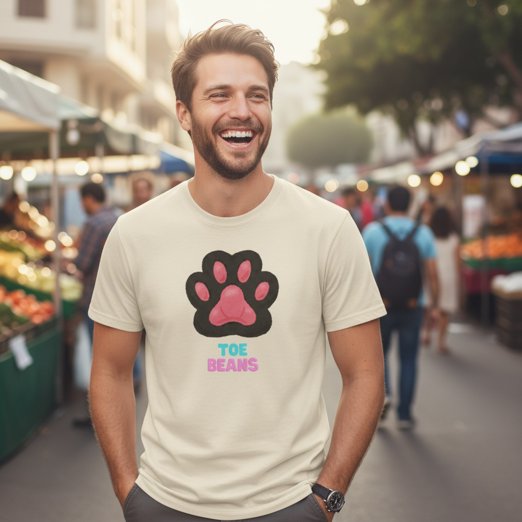 Toe Beans Paw T-Shirt — Cute Paw Print Tee with "TOE BEANS" Text