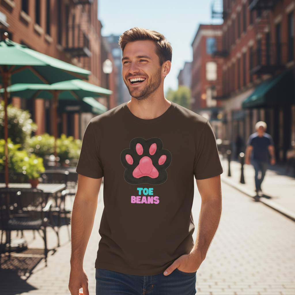 Toe Beans Paw T-Shirt — Cute Paw Print Tee with "TOE BEANS" Text