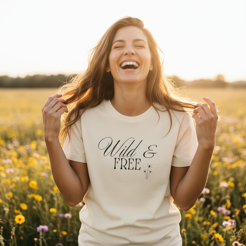 Wild & Free Script T-Shirt | Boho Nature Graphic Tee