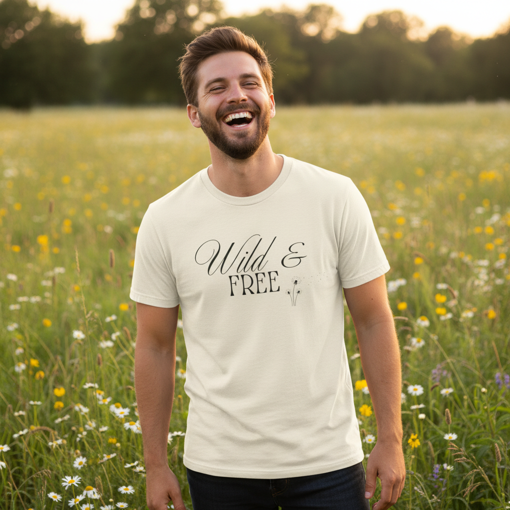 Wild & Free Script T-Shirt | Boho Nature Graphic Tee