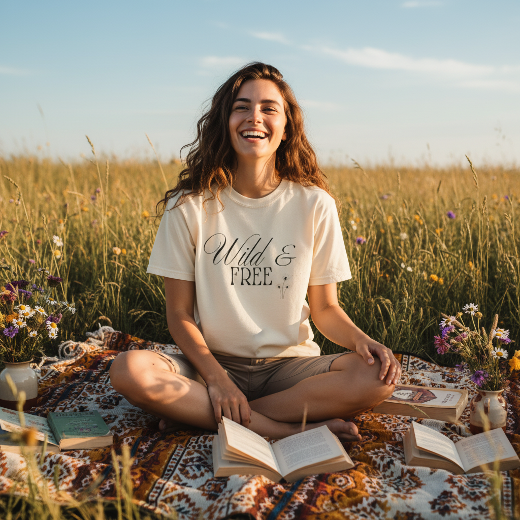 Wild & Free Script T-Shirt | Boho Nature Graphic Tee
