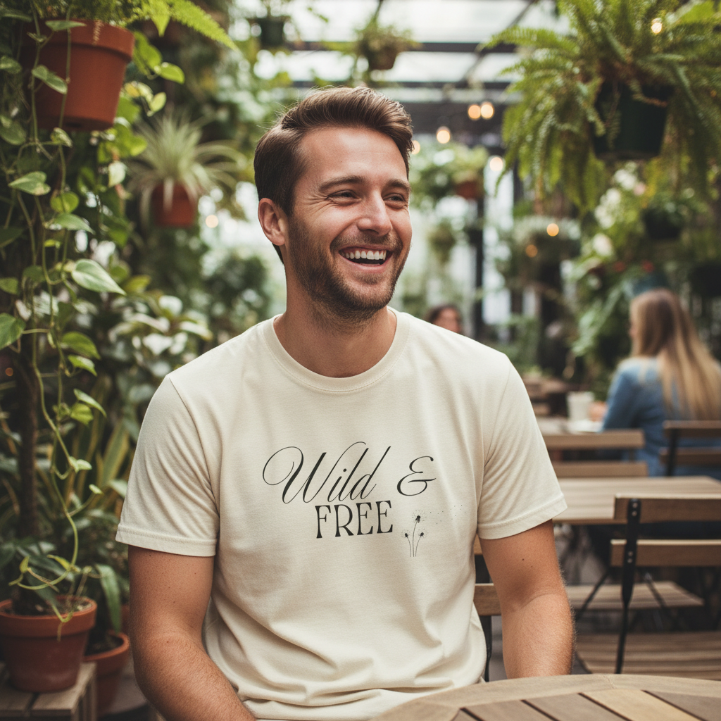 Wild & Free Script T-Shirt | Boho Nature Graphic Tee