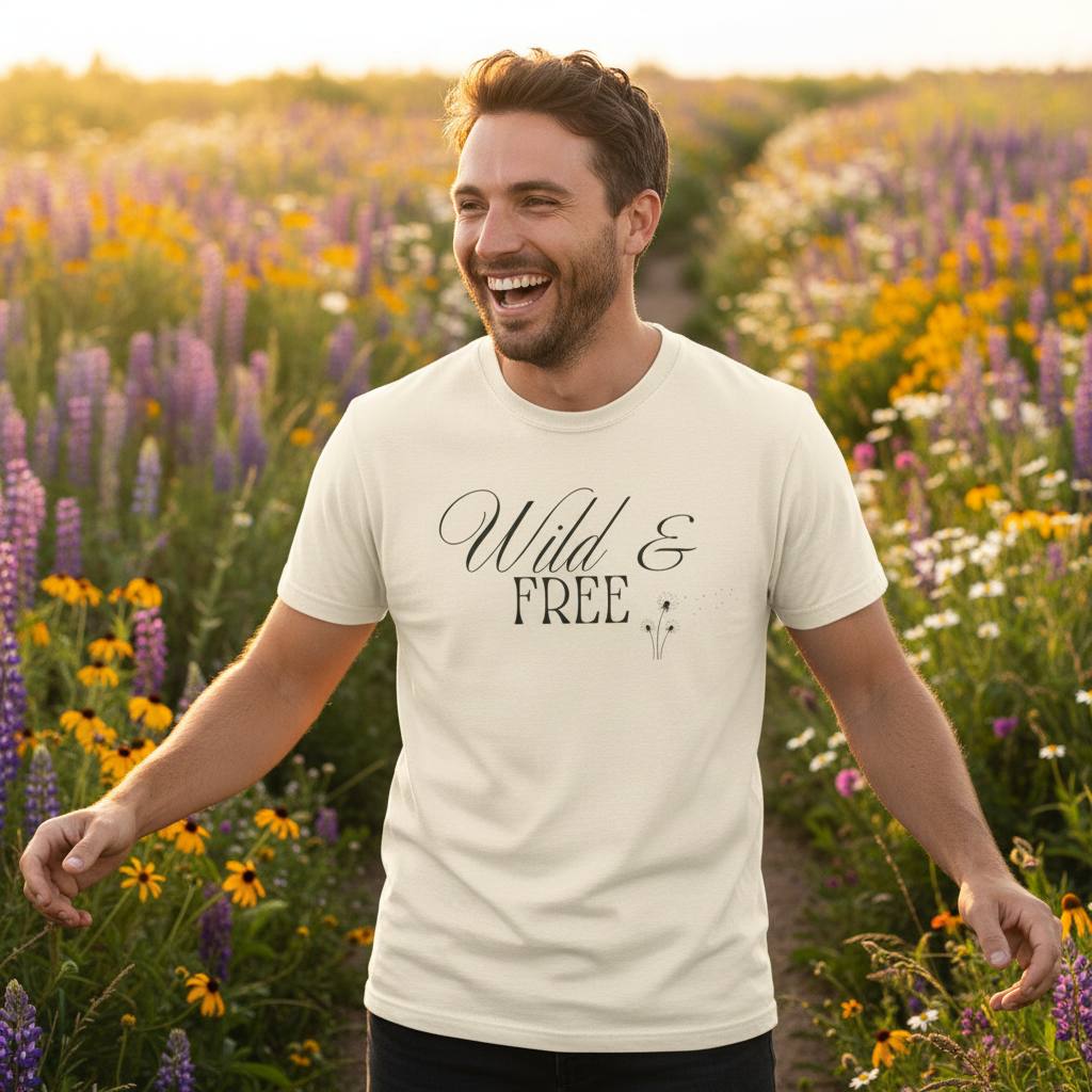 Wild & Free Script T-Shirt | Boho Nature Graphic Tee