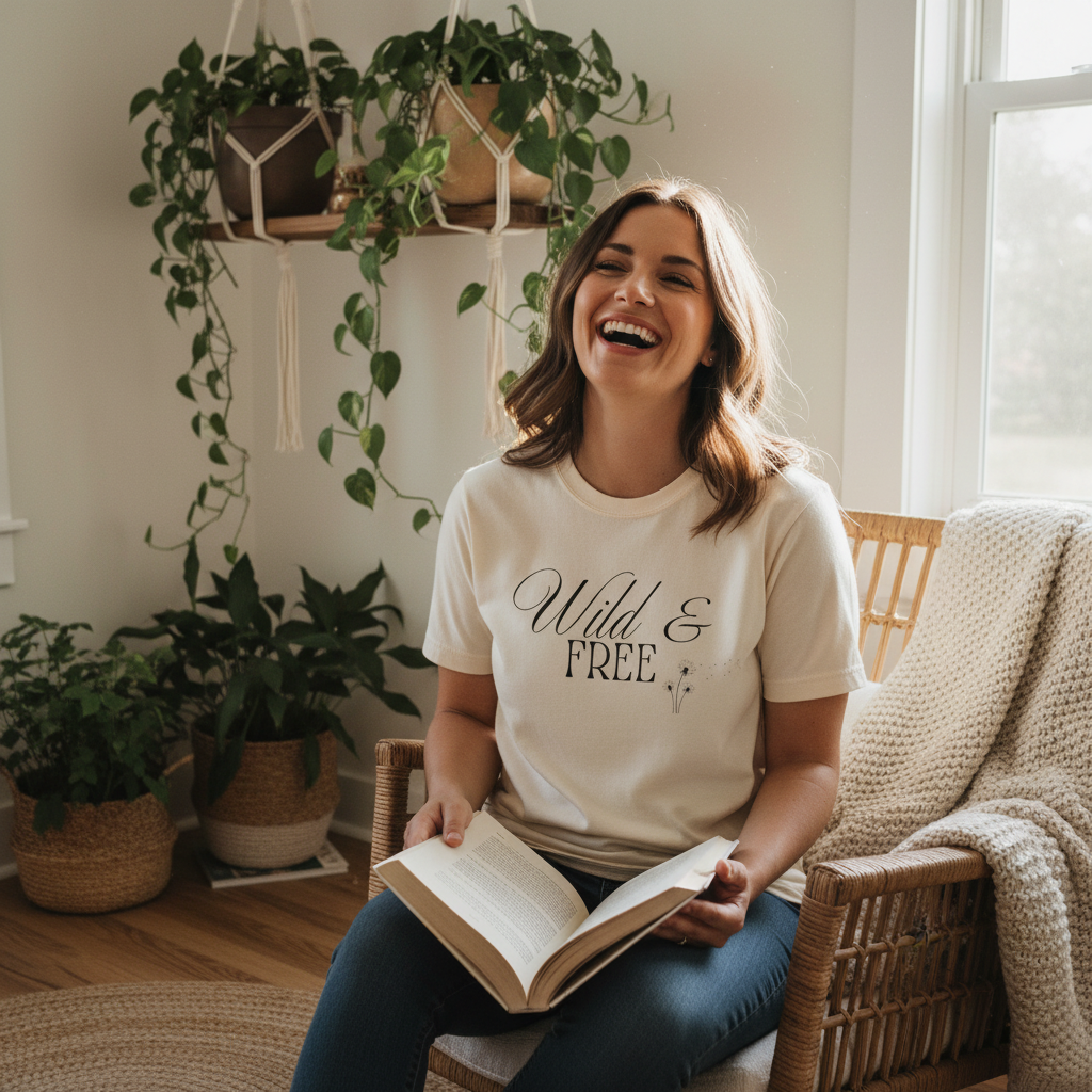 Wild & Free Script T-Shirt | Boho Nature Graphic Tee