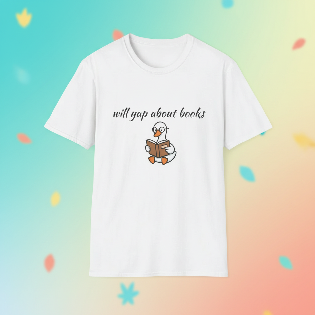 Will Yap About Books Duck Reading Tee | Funny Book Lover Gift T-Shirt for Readers & Book Club