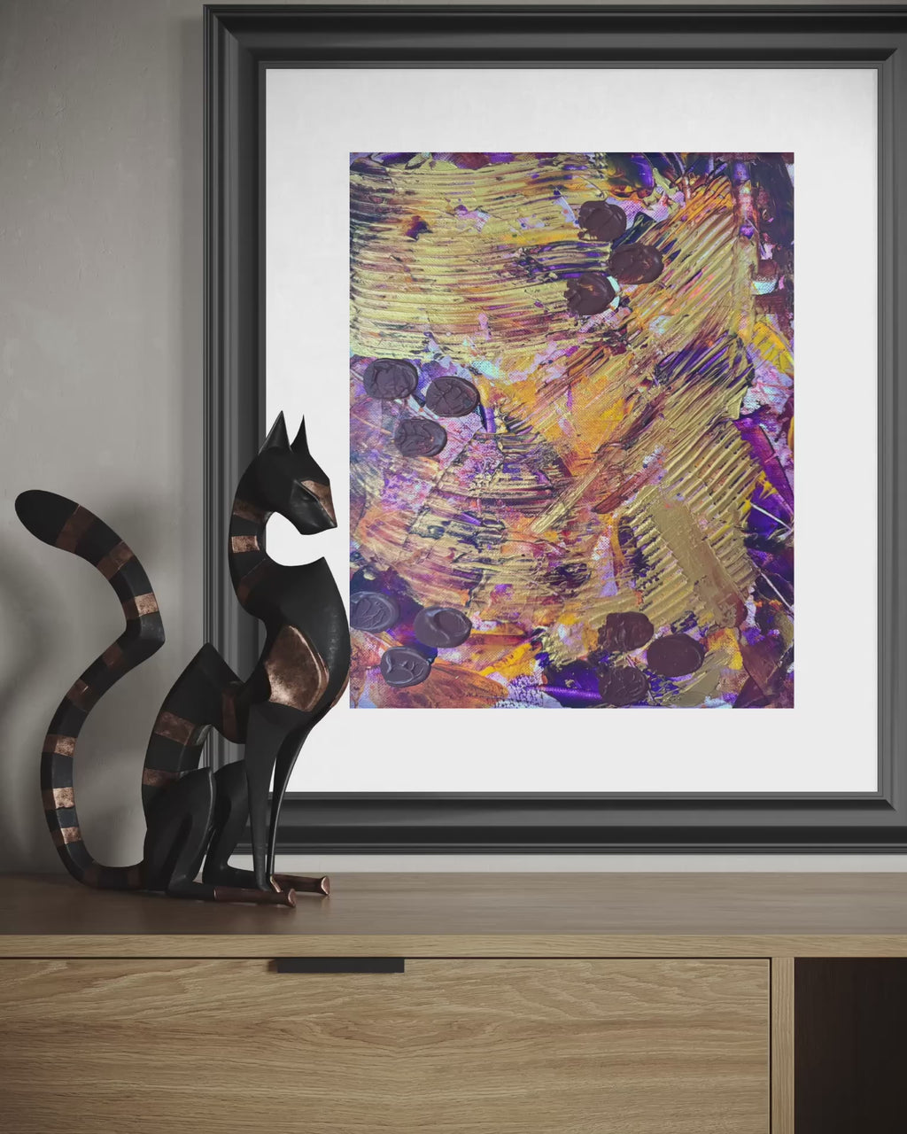 Golden Whispers Giclée Abstract Art Print | Passepartout Mounted Fine Art Print | Modern Colourful Wall Art